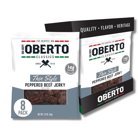 Oberto Classics Thin Style Beef Jerky: Peppered Flavor Snack