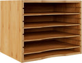 Bamjoy Bamboo 5 Tier Desktop Organizer - Adjustable Mail & File Sorter