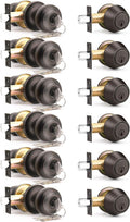 6 Pack Keyed Alike Front Door Knob and Deadbolt Set - Keyed Alike