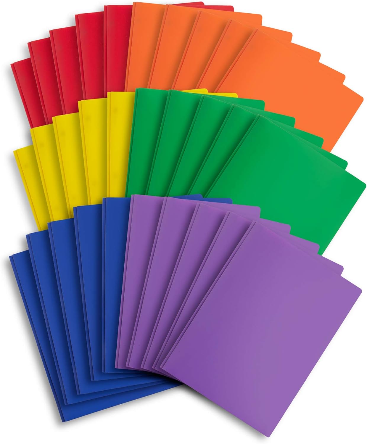 30 Pack Durable Poly 2 Pocket Folders with Prongs for Organization