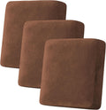Velvet Stretch Sofa Cushion Covers (3 Piece) - Plush Caramel Fit