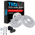 TRQ Performance Drilled Slotted Brake Rotor Ceramic Pad Front Set