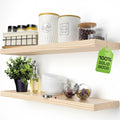 Solid Wood Floating Shelves 30 in Set of 2 - Natural Light Oak