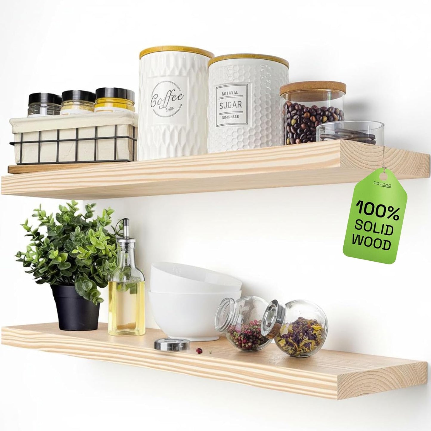 Natural Wood Floating Shelves for Wall - Stylish Storage Solution