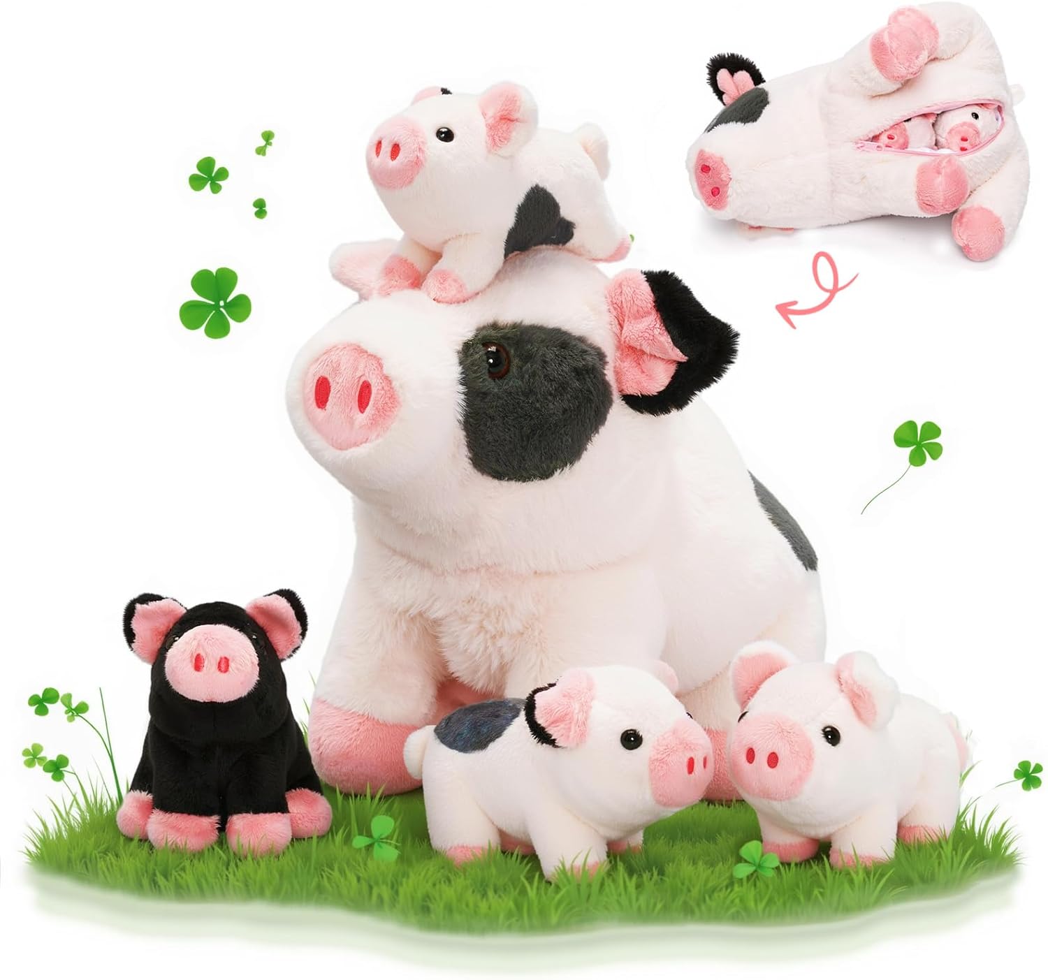 OUOZZZ Pig Stuffed Animals with Babies Inside for Kids Fun