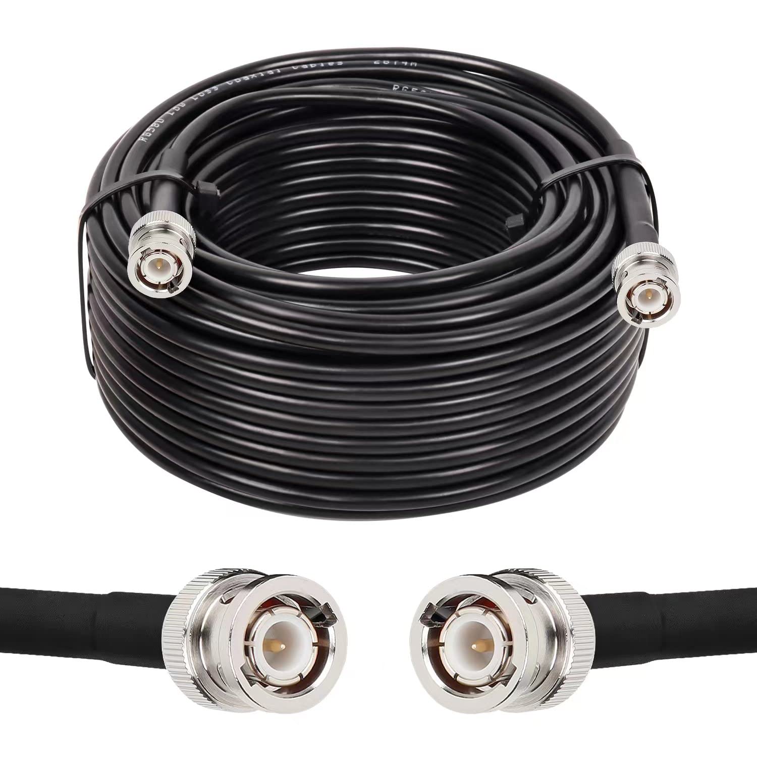 BNC Male to Male Coax Cable 60ft for Low Loss Signal Quality