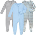 Baby Footed Pajamas 3-Pack Cotton Sleepwear with Mittens - Cozy Fit