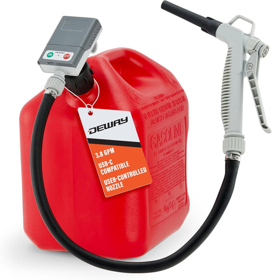 DeWay Gas Can Fuel Transfer Pump with Fast 3.8 GPM Flow Rate