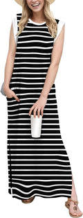 Women Year-Round Casual Maxi Dress with Pockets - Flattering Fit