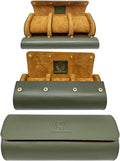 Genuine Napa Leather Watch Roll Travel Case for 3 Watches - Durable