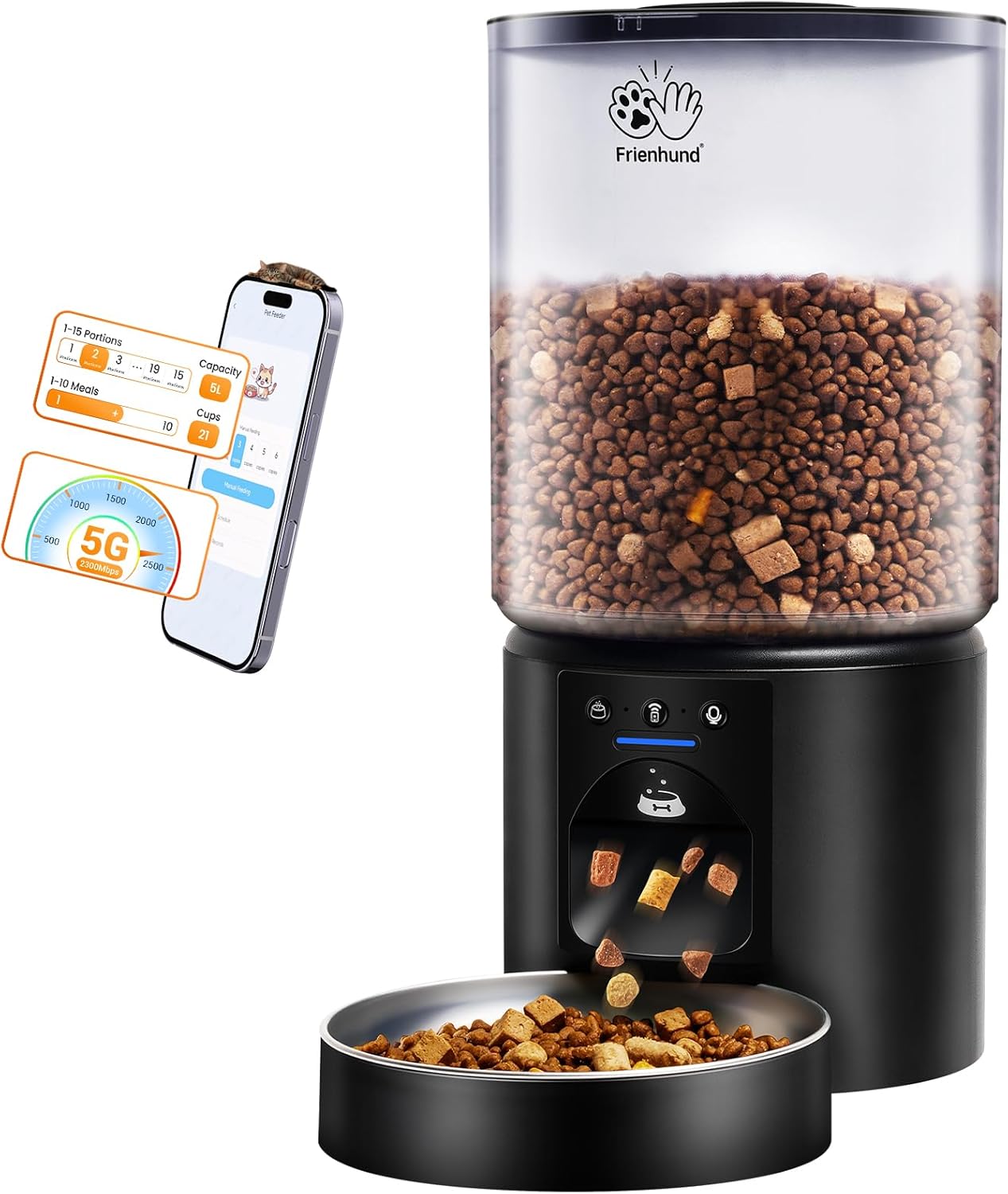 5L Automatic Cat Feeder with APP Control for Easy Pet Feeding