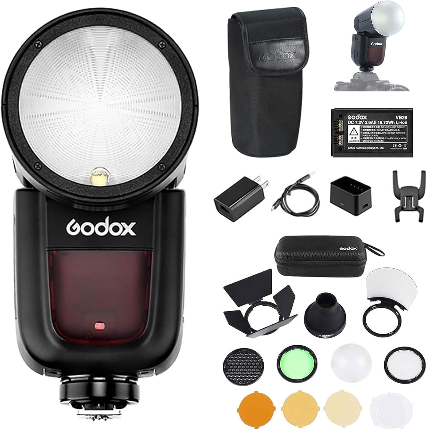 Godox V1-C Camera Flash with AK-R1 Accessories Kit for Canon