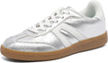 Women's Retro Gum Sole Fashion Sneakers with Lace Embellishment