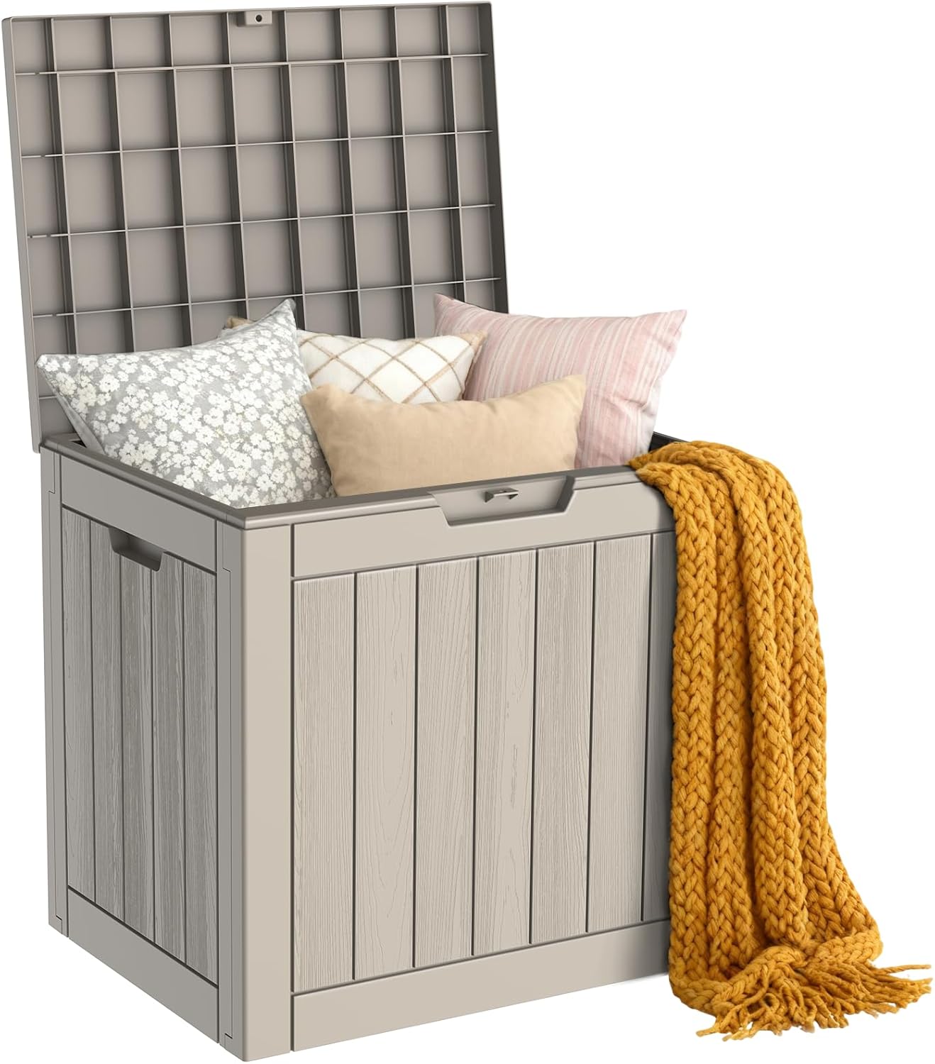 Outdoor Storage Box - 35 Gallon Waterproof Resin Deck Bin