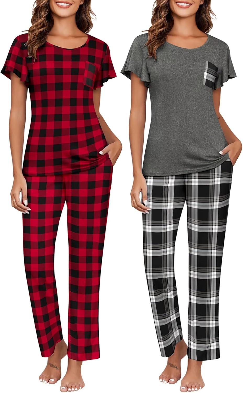 Ekouaer Womens Pajama Sets Soft Sleepwear with Pockets