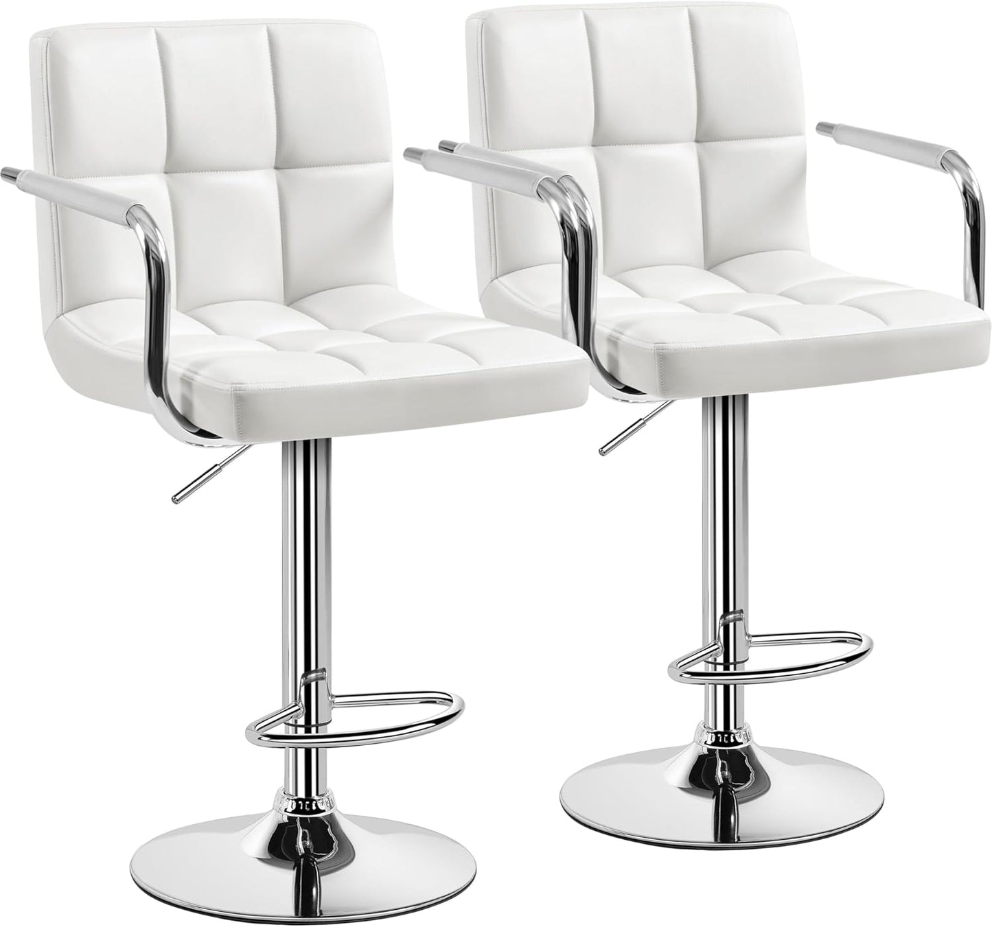 Yaheetech Bar Stools Set of 2: Adjustable Swivel Kitchen Chairs