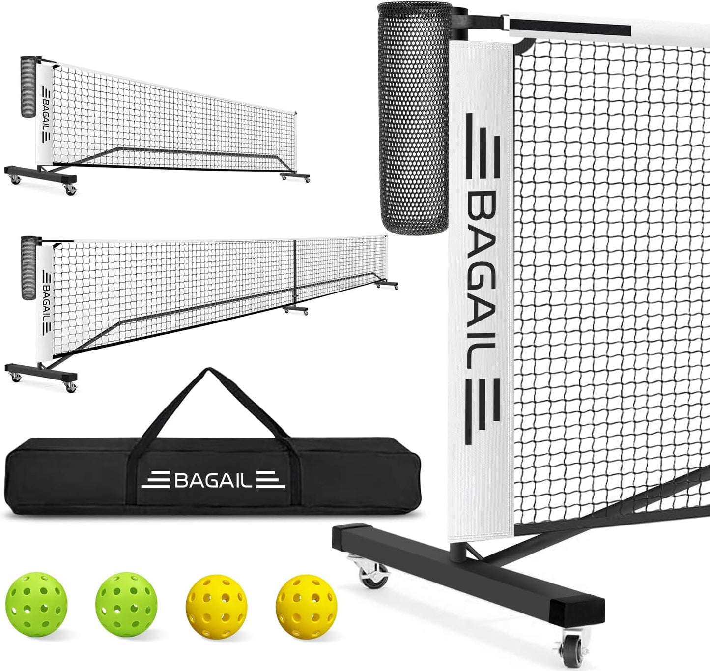 Portable Pickleball Net Set with Wheels for Easy Setup