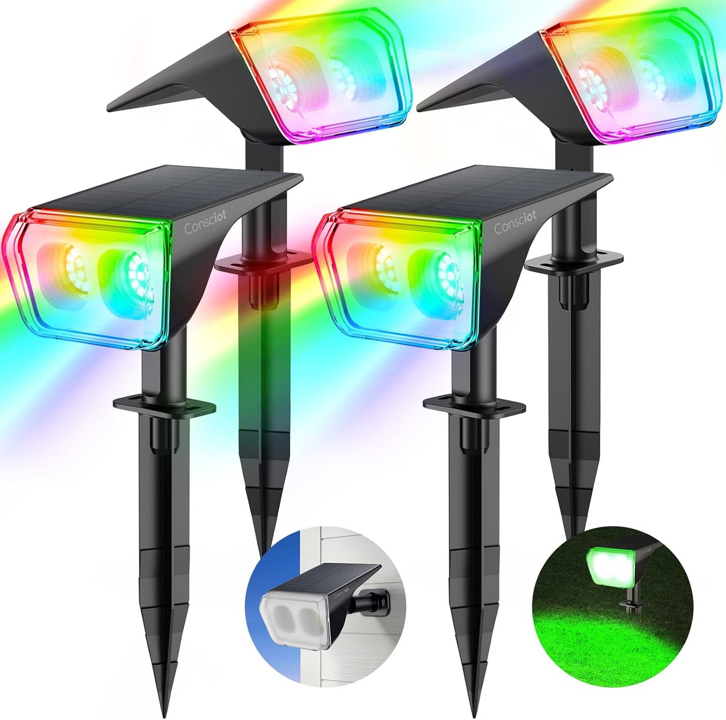 Consciot Solar Spot Lights Outdoor for Garden and Walkway Use