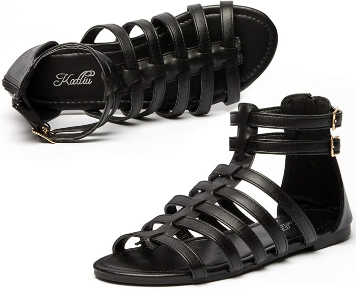 katliu Women's Gladiator Sandal Flat Strap Sandals for Comfort