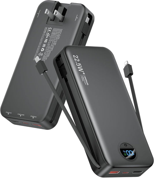 Portable Charger Power Bank 20000mAh with Fast Charging Cables