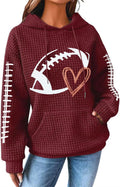 Game Day Hooded Sweatshirt Women Funny Football Graphic Shirt - Waffle