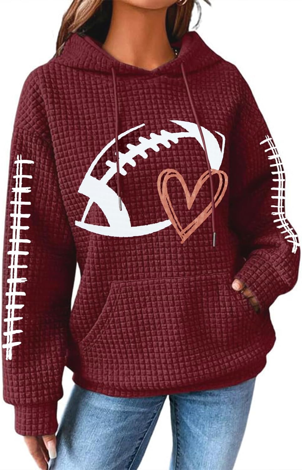 Game Day Hooded Sweatshirt Women Funny Football Graphic Shirt