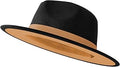 Wide Brim Fedora Hats for Women Men Two Tone Dress Hat