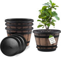 Quarut Plant Pots Set of 4 Pack 12 in Whiskey Barrel Planters