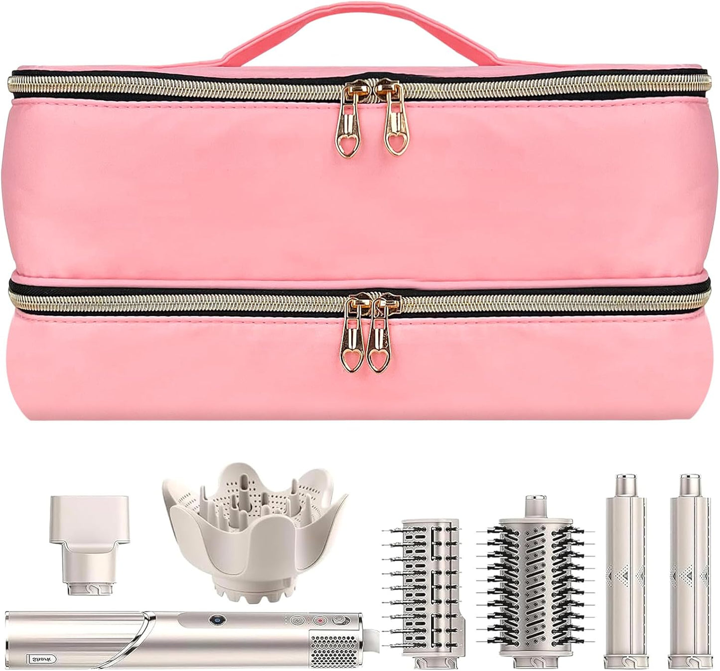 Dual Layer Pink Travel Case for Hair Styling Tools