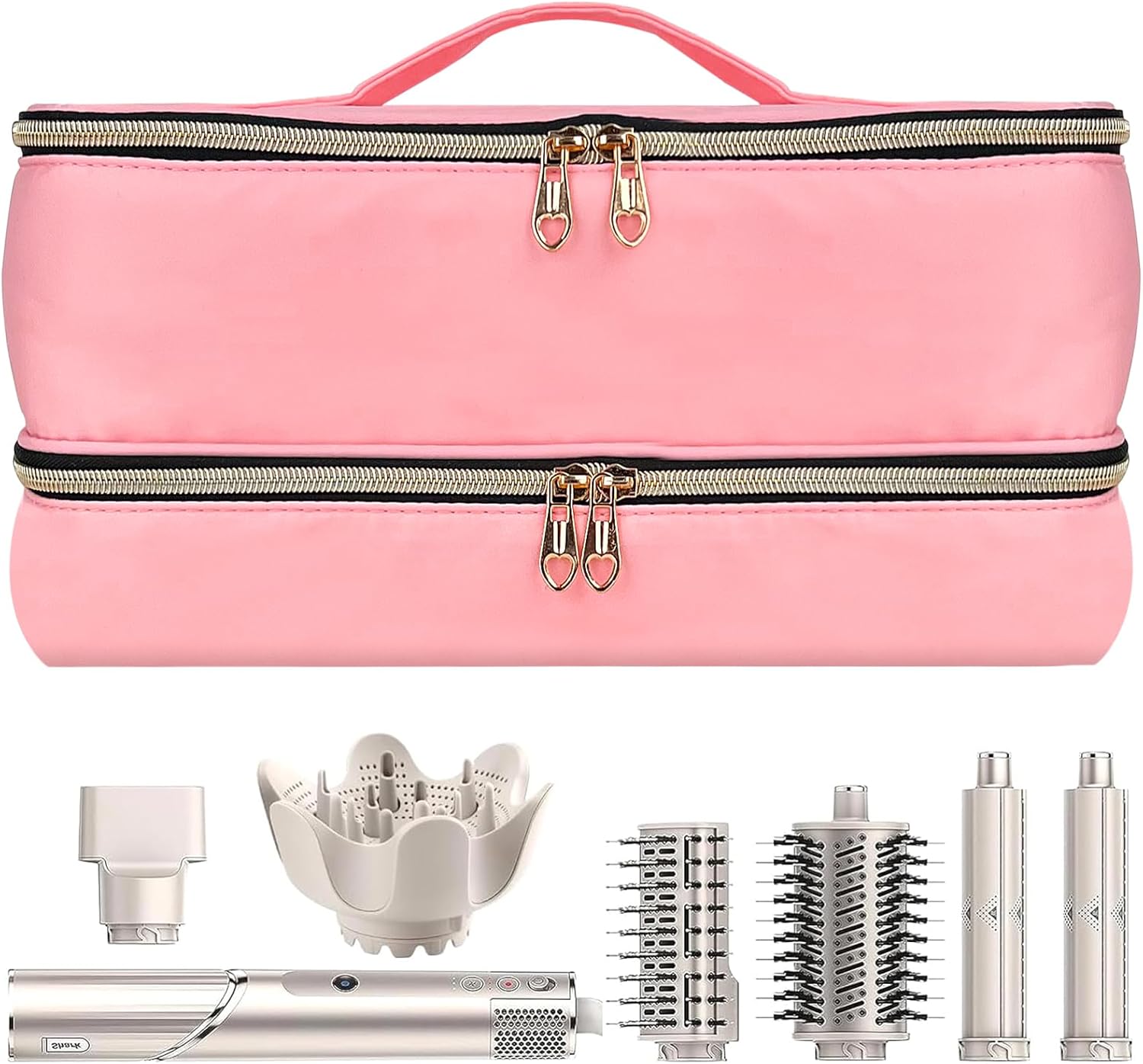 Dual Layer Pink Travel Case for Hair Styling Tools