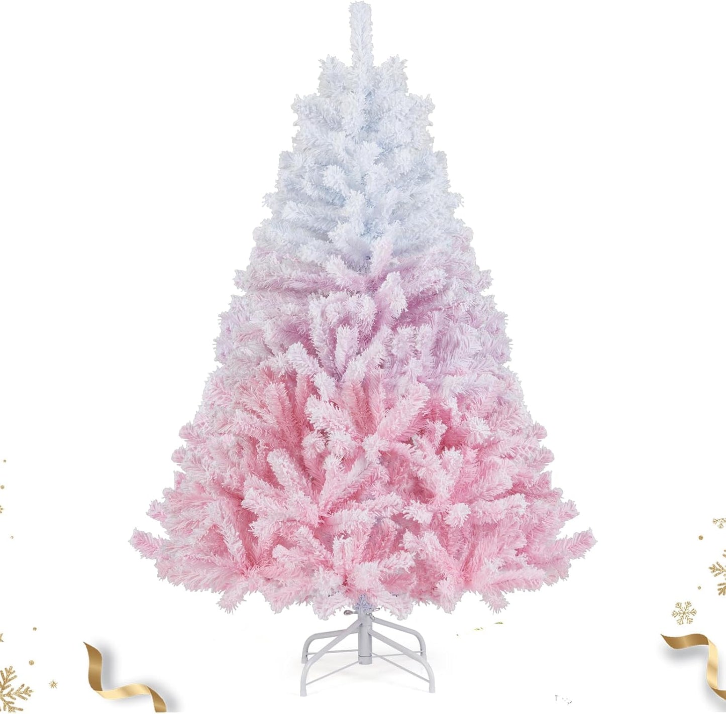 5 FT Flocked Christmas Tree with 456 Branch Tips for Holidays