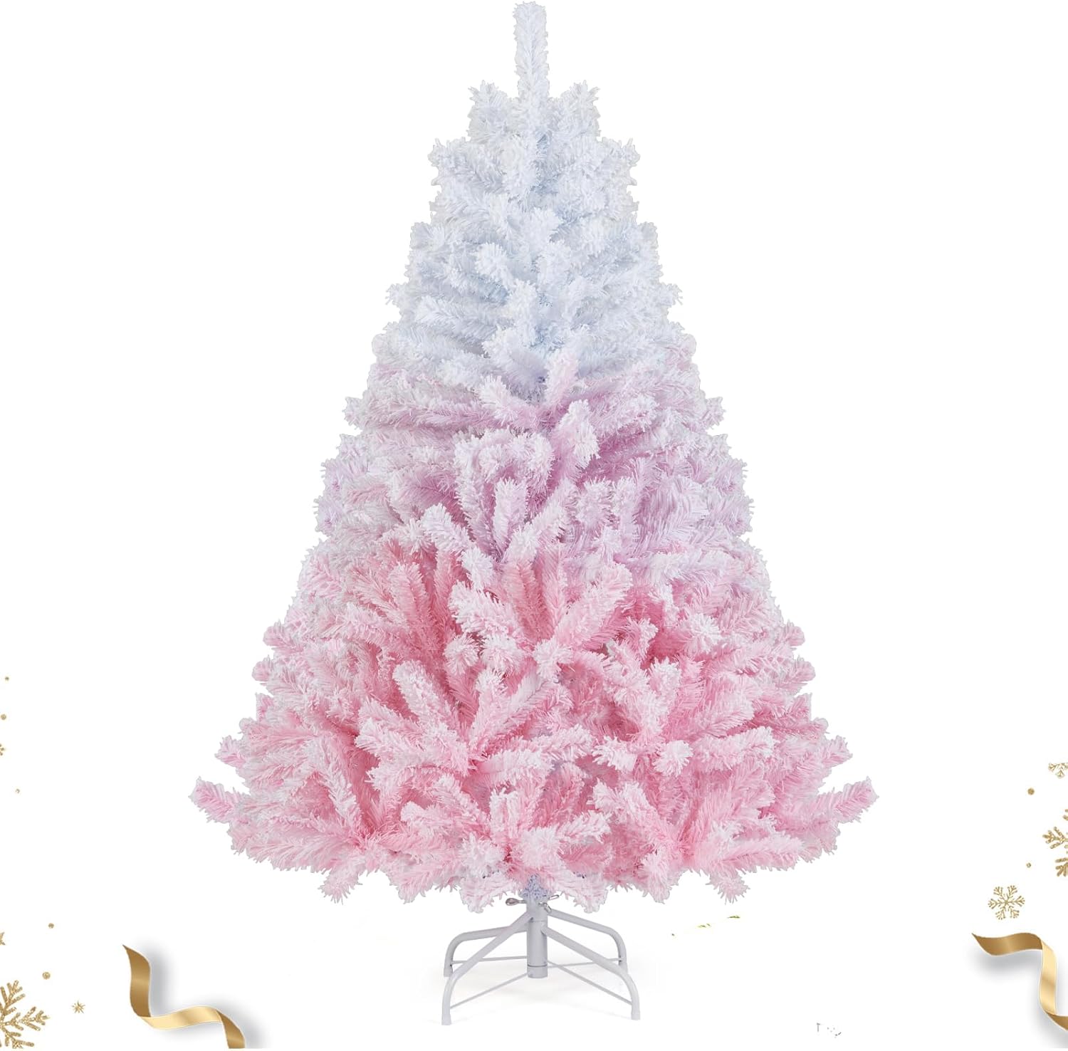 5 FT Flocked Christmas Tree with 456 Branch Tips for Holidays