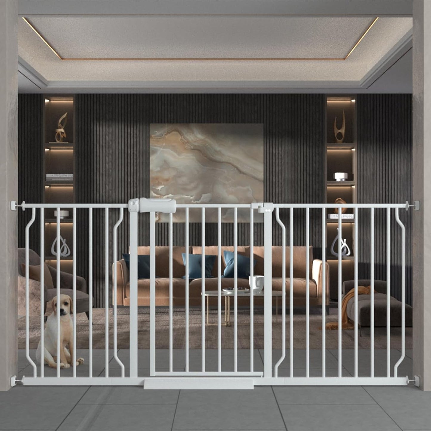 Extra Wide Walk Through Baby Gate for Toddlers and Pets, 62-67 in