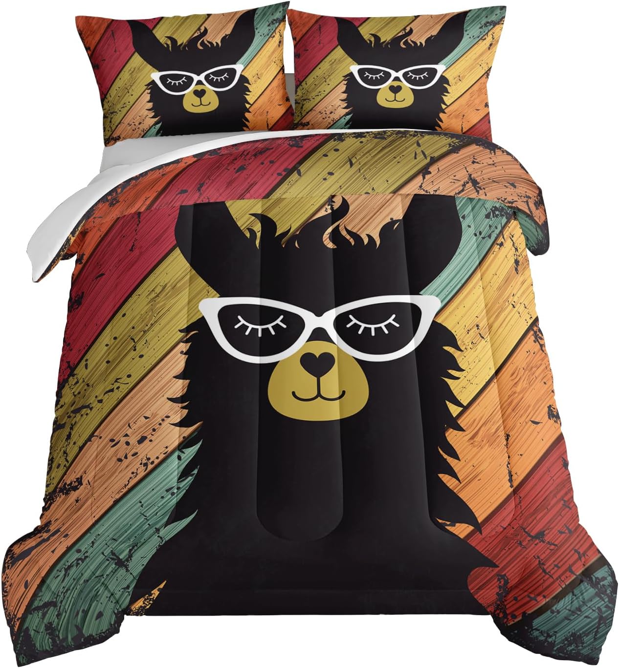 HOSIMA Llama Comforter Set with Pillowcases for Fun Bedroom Decor