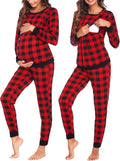 Ekouaer Nursing Pajama Set Long Sleeve - Cozy Thermal Nursing PJs