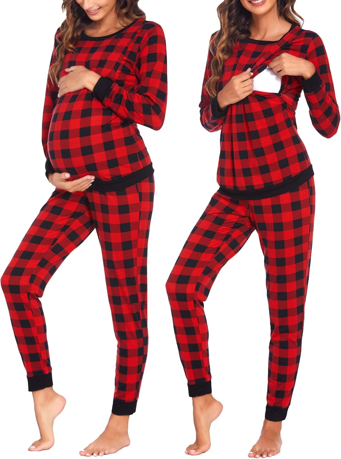 Ekouaer Nursing Pajama Set for Cozy Maternity Sleepwear