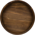 15 x 15 in Round Ottoman Table Tray - Solid Black Walnut
