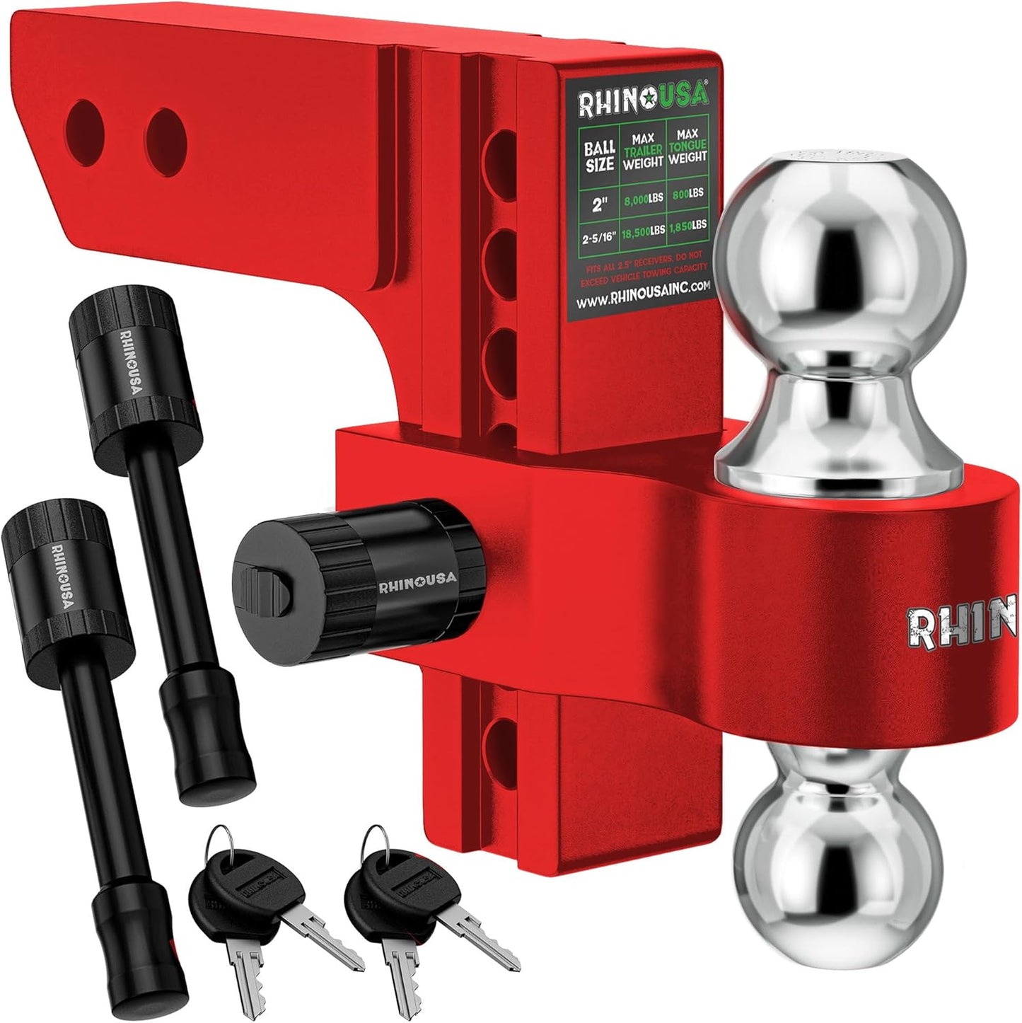Rhino USA Adjustable Trailer Hitch for 2-Inch Receivers