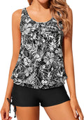Yonique Blouson Tankini Swimsuit Set - Modest Two-Piece with Boyshorts