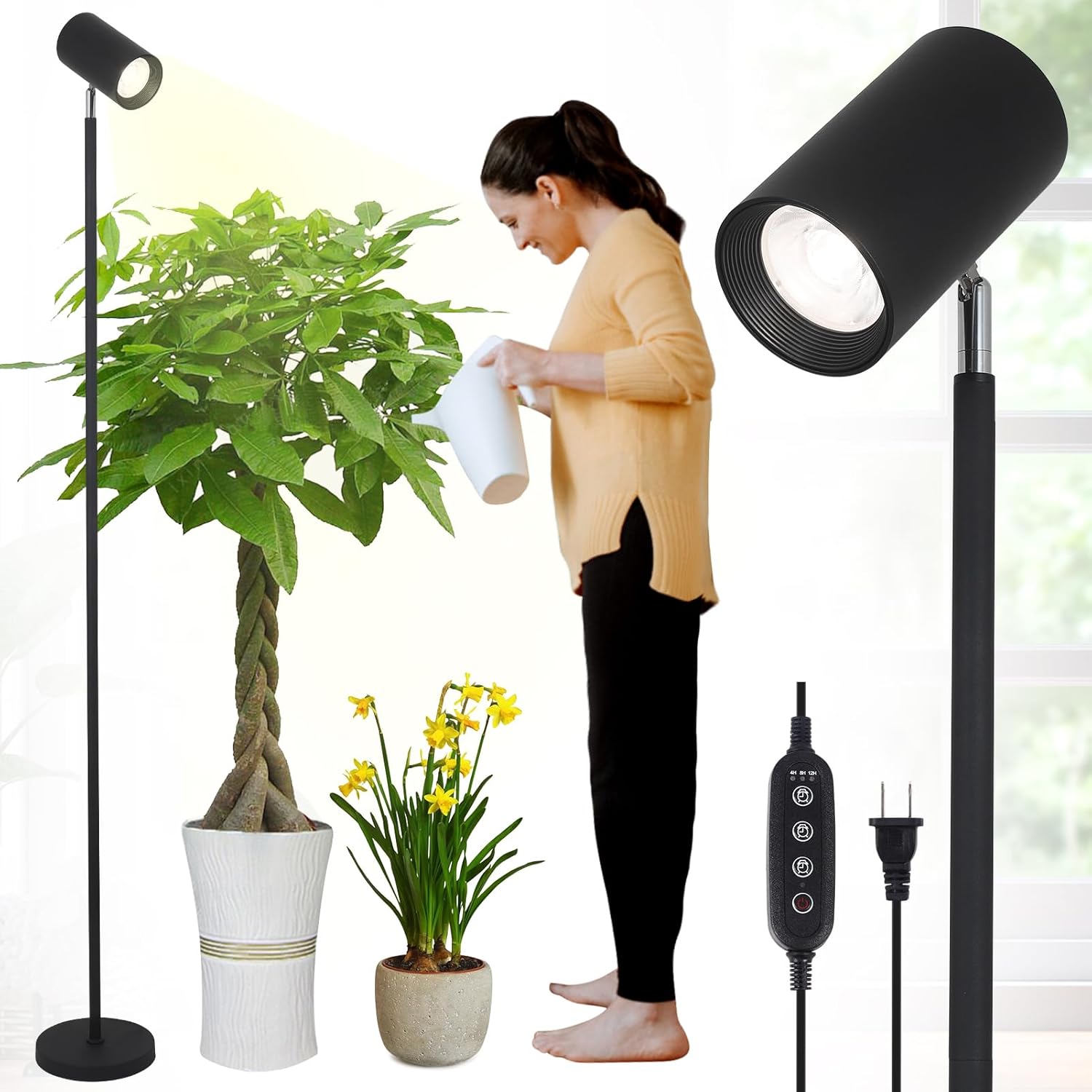 HMVPL Grow Lights Stand for Indoor Plants with Timer & Height Adjust