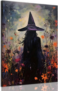 Halloween Canvas Wall Art Witch Silhouette Poster - Moody Gothic Decor