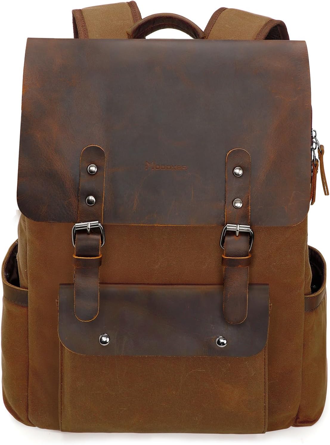 Modoker Waxed Canvas Backpack for Vintage Travel and Work