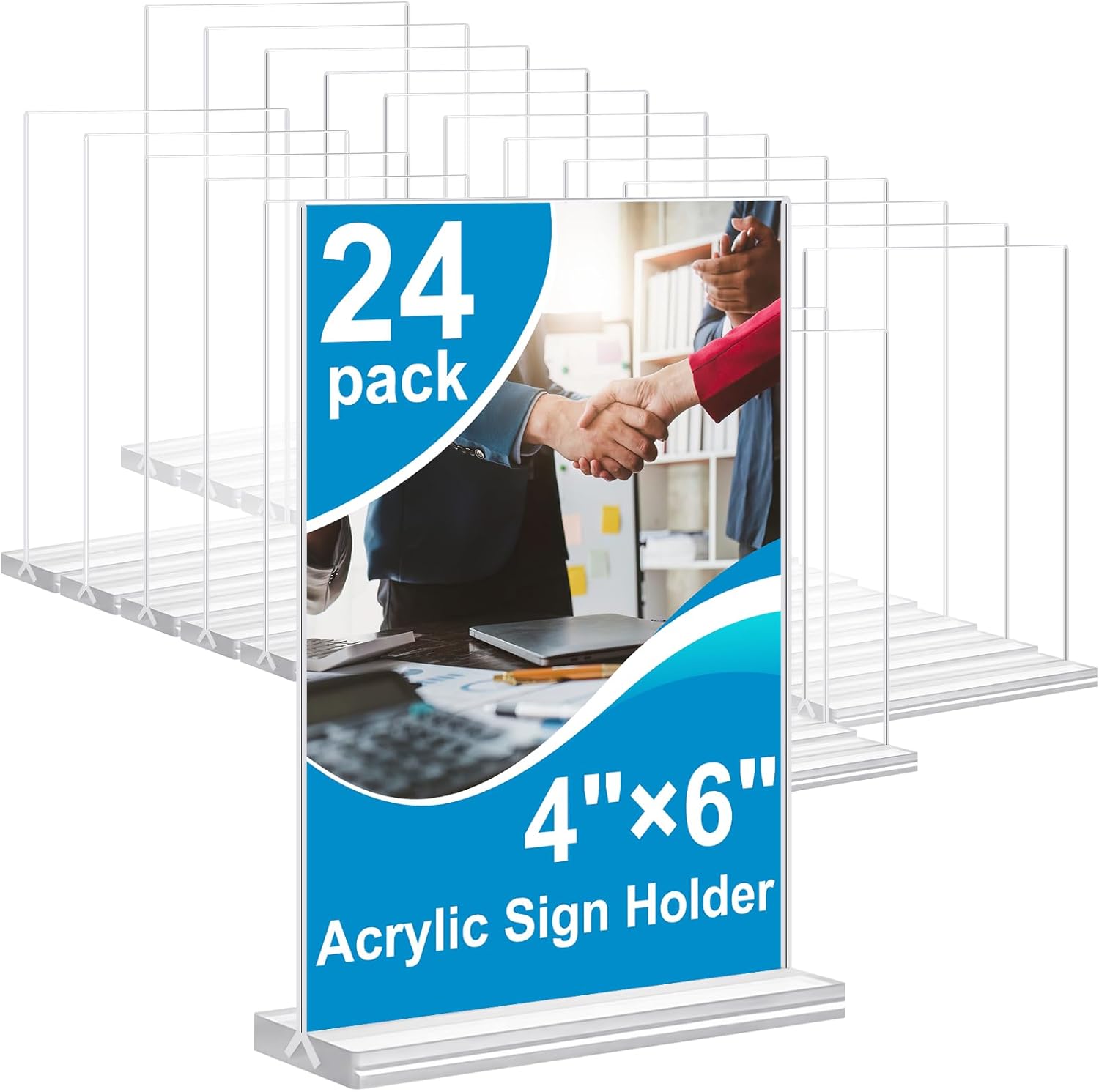 Acrylic Sign Holder 4x6 Inches 24 Pack for Clear Display