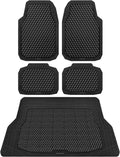 Car Floor Mats Black Rubber 3D Rhombus Full Set - Universal Fit