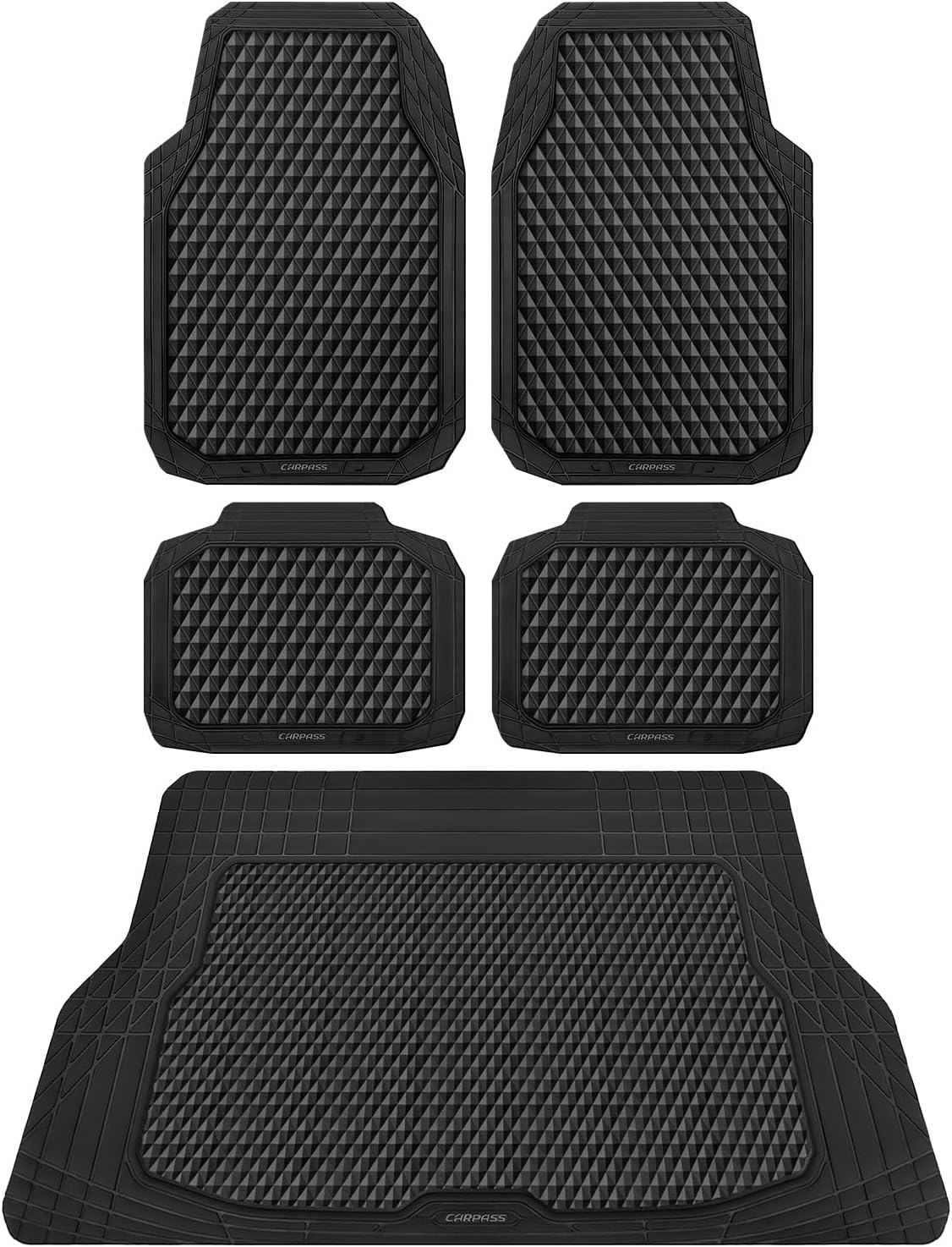 CAR PASS Black Rubber Car Floor Mats for All-Weather Protection