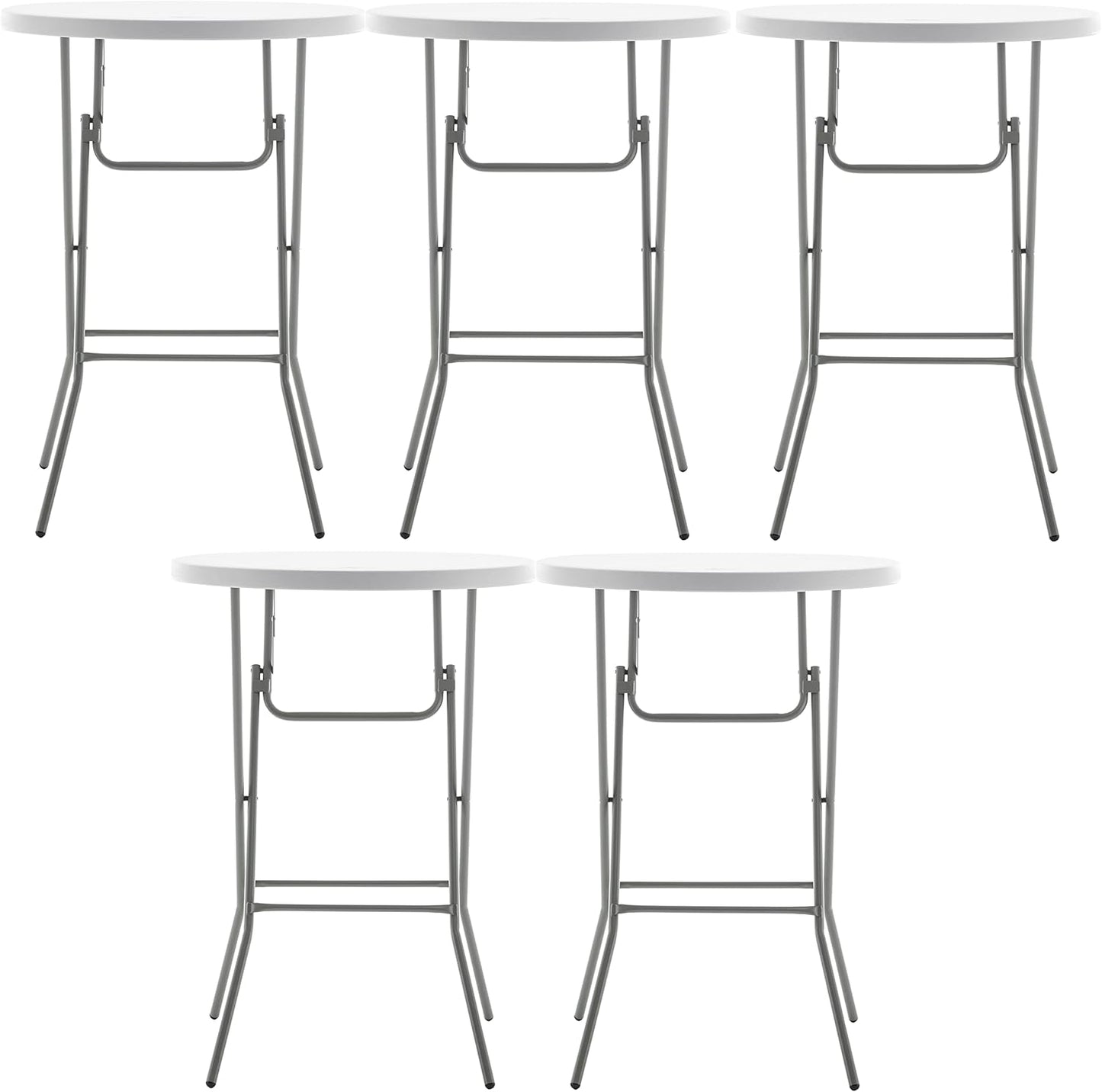Set of 5 Portable White Granite Bar Height Tables for Events
