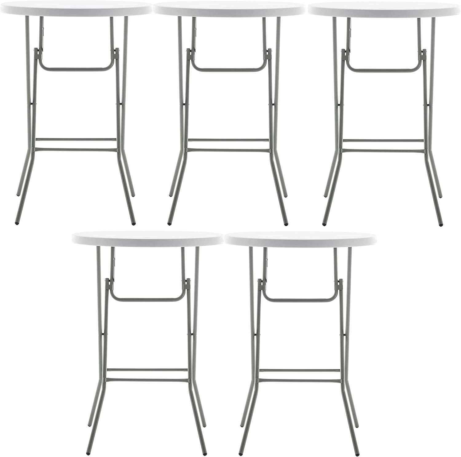 Set of 5 Portable White Granite Bar Height Tables for Events