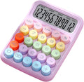 Mechanical Calculator Pink 12-Digit Typewriter Style - Retro Big