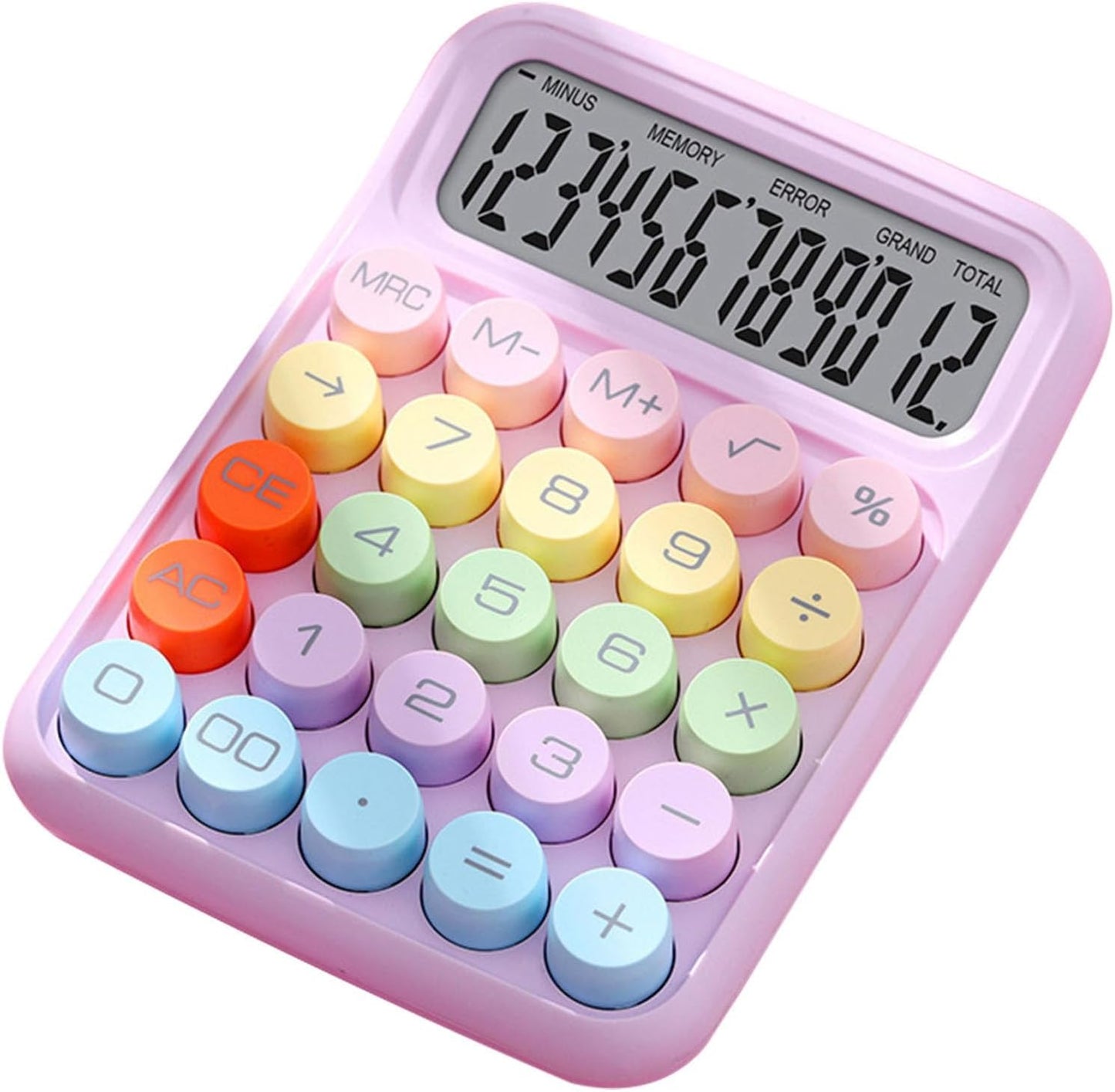 Vintage Style Pink Mechanical Calculator - Efficient Typewriter Keys
