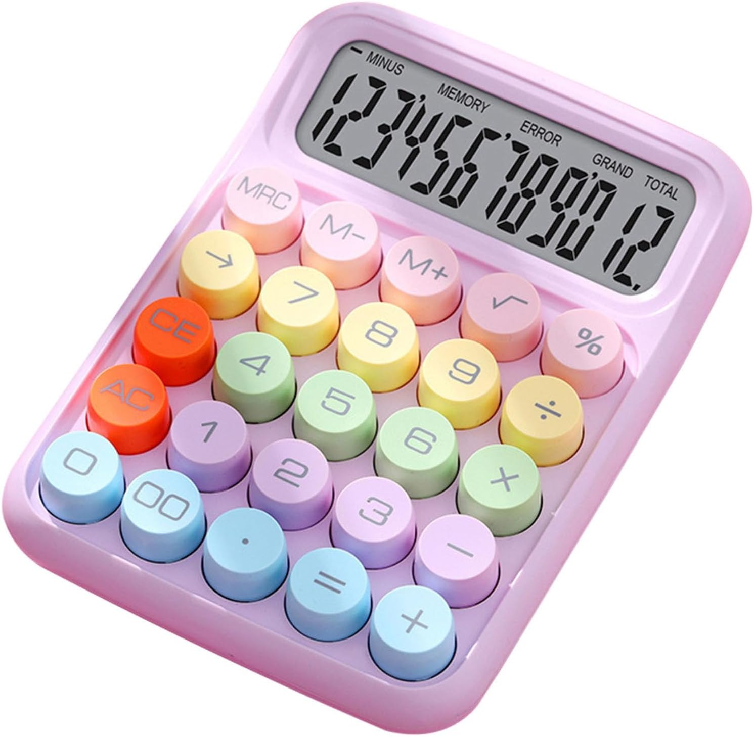 Vintage Style Pink Mechanical Calculator - Efficient Typewriter Keys